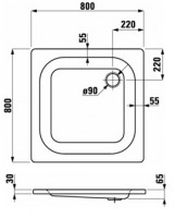 Laufen PLATINA sprchová vanička ocelová 800x800 mm, čtvercová, bílá   H2150110000401
